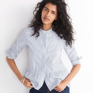 Madewell lakeside peplum striped shirt.